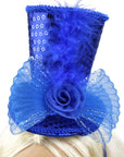 Mini Blue Sequin Top Hat Headband