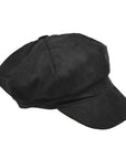 Black Suede 8 Panel Poor Boy Cap