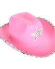 Cowboy Hat with Sequin Rim and Star (Light Pink)