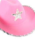Cowboy Hat with Sequin Rim and Star (Light Pink)