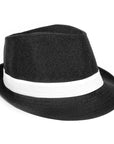 Black Trilby Hat with White Band