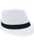 White Trilby Hat with Black Band