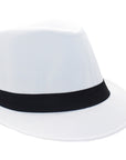 White Trilby Hat with Black Band