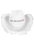 Hens Kiss Me Quick Cowboy Hat (White Feathers)