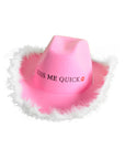 Hens Kiss Me Quick Cowboy Hat (White Feathers)