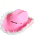 Hens Kiss Me Quick Cowboy Hat (White Feathers)