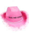 Hens Kiss Me Quick Cowboy Hat (Pink Feathers)