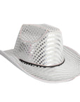 White Silver Sequin Cowboy Hat (Light Up)