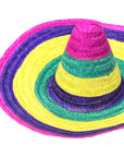 Large Mexican Straw Hat (Pink Rim)