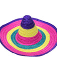 Large Mexican Straw Hat (Purple Rim)
