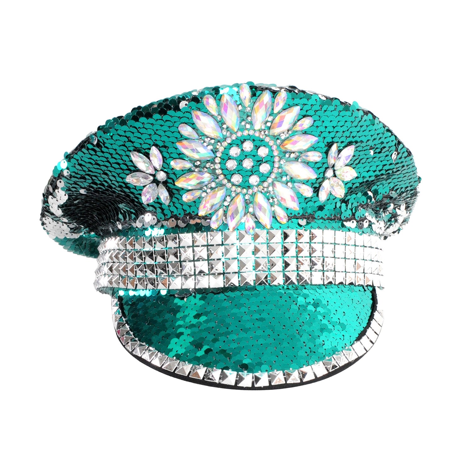 Rhinestones/ turquoise captains hat Amazon.com: Studded Rhinestone Captain main image 2