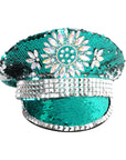 Deluxe Turquoise Sequin Festival Cap