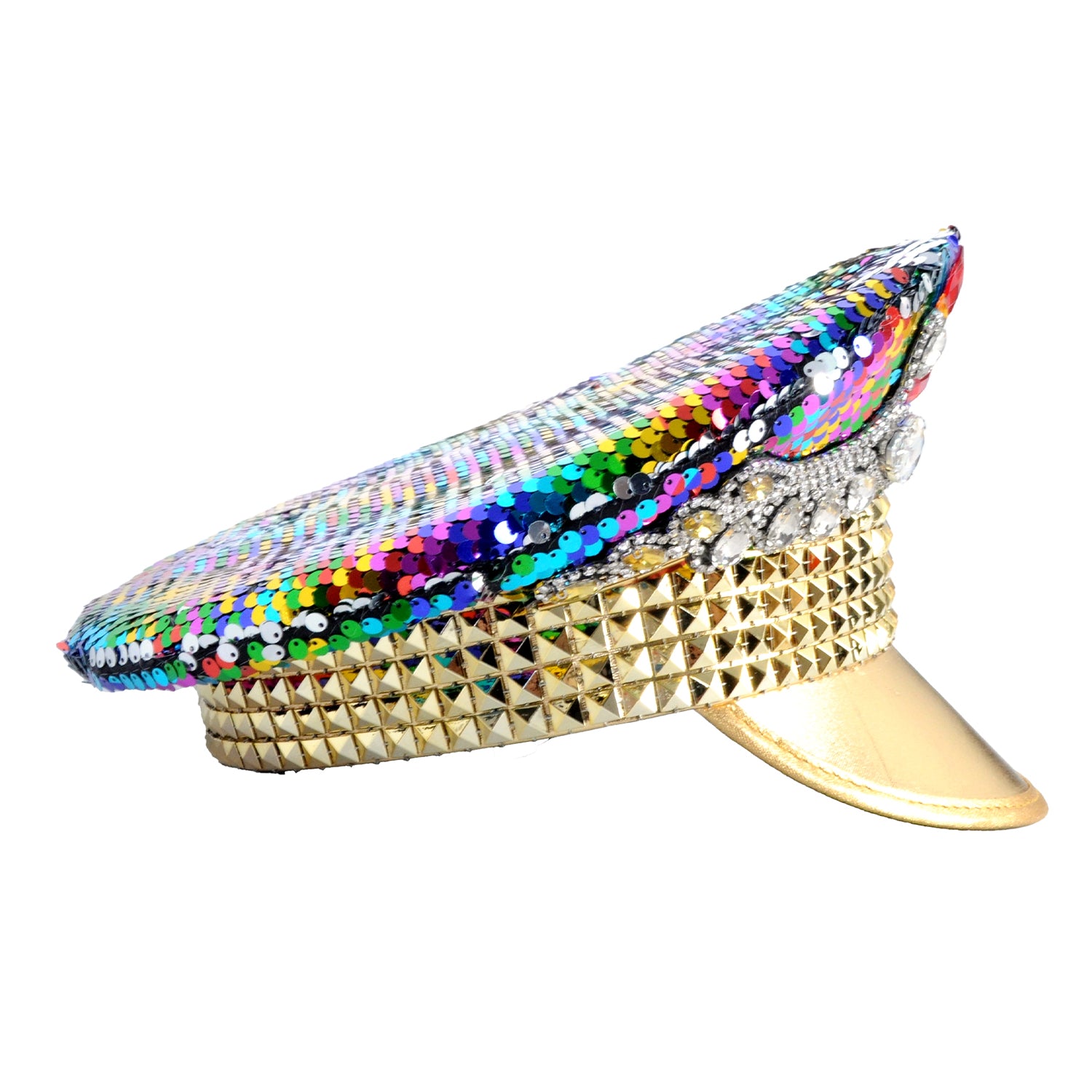 Deluxe Rainbow Gold Studded Cap