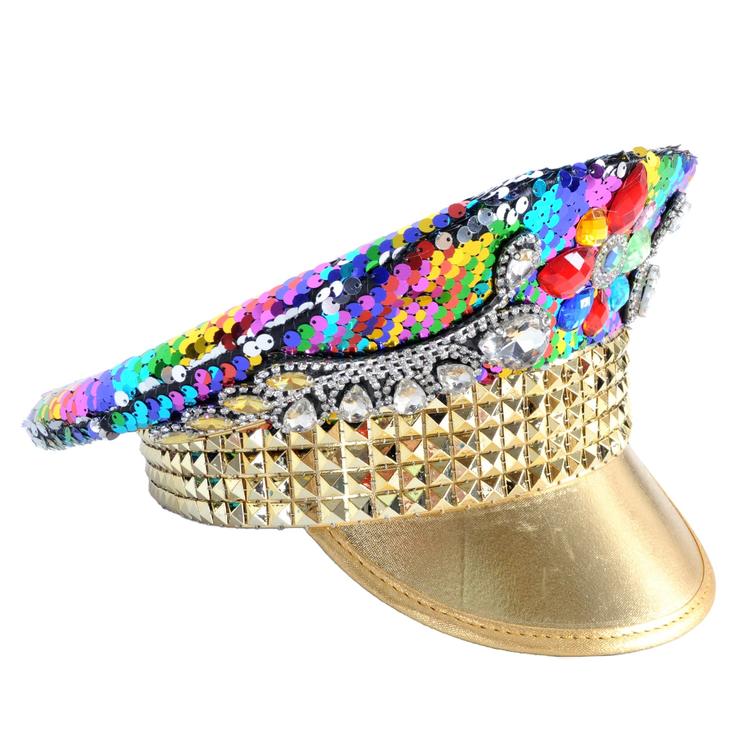 Deluxe Rainbow Gold Studded Cap