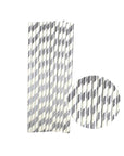 Metallic Silver Stripe Paper Straws