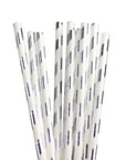 Metallic Silver Stripe Paper Straws