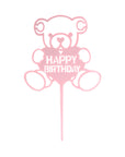 Happy Birthday Teddy Bear Cake Topper (Pink)