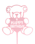 Happy Birthday Teddy Bear Cake Topper (Pink)