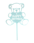 Happy Birthday Teddy Bear Cake Topper (Blue)