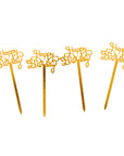 4pk Happy Birthday Cupcake Toppers (Gold)