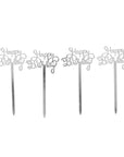 4pk Happy Birthday Cupcake Toppers (Silver)