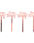 4pk Happy Birthday Cupcake Toppers (Rose Gold)
