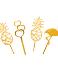 Tropical Fruits Gold Cupcake Toppers (4pk)