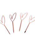 Love Heart Rose Gold Cupcake Toppers (4pk)