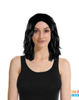 Lob Wavy Middle Part Wig (Black)