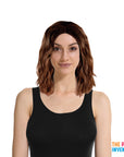 Lob Wavy Middle Part Wig (Brown)