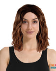 Lob Wavy Middle Part Wig (Brown)