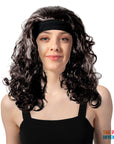 Black Curly 80s Wig with Headband
