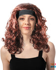 Brown Curly 80s Wig with Headband