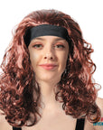 Brown Curly 80s Wig with Headband