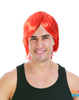 Mens Middle Part Wig (Red)