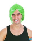 Mens Middle Part Wig (Green)