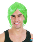 Mens Middle Part Wig (Green)