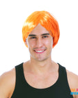 Mens Middle Part Wig (Orange)