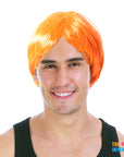 Mens Middle Part Wig (Orange)