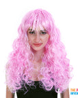 Curly Wig with Fringe (Pink)