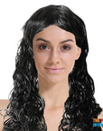 Wet Look Curly Wig (Black)