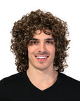 Mens Long Curly Wig (Brown)