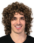 Mens Long Curly Wig (Brown)