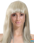 Long Blonde Lob Wig with Fringe