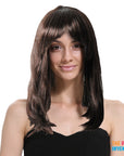 Long Brown Lob Wig with Fringe