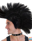 Black Mohawk Punk Rock Wig
