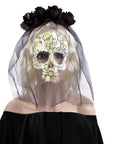 Day of the Dead Veiled Rose Headband (Black)