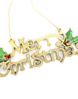 Merry Christmas Hanging Sign with Holly