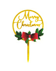 Merry Christmas Cake Topper (Gold Wreath)