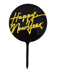 Happy New Year Cake Topper (Black & Gold))